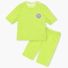 unifriend 兒童萊姆花竹節棉七分家居服套裝