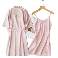 時尚絲綢婚禮浴袍 + 短裙組 M, TYPE03, 1套