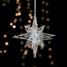 Home Flow冬季氛圍亮片壓克力吊飾裝飾品鑰匙 2種組, 明星03, 1個