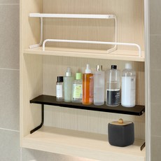 MONACO OLIVE 可調式寬度浴室收納架 2件組, 1套, 白色, 黑色