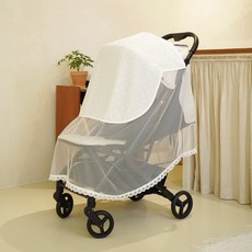 baby sopoong 蕾絲網紗嬰兒車防蚊遮陽罩, 1個, 白色