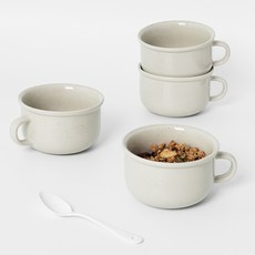 ROUND N FLAT Rocoliving 簡約圓形麥片馬克杯, 4個, 豆乳色