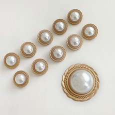 裝飾鈕扣 8號 25mm, 10個, 珍珠金色