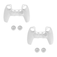 DAEHAN ps5 簡約 DualSense 控制器矽膠保護套 + 搖桿帽套組, PS-003(白色), 2套