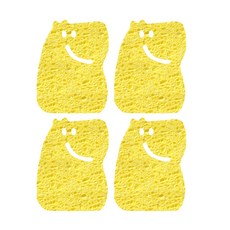 Kinibini 兒童植物性河馬沐浴海綿, 4入, 黃色