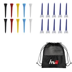 NAYA STYLE 塑料高爾夫標準三通 GFYP-167-2 10p + PE 高爾夫標準三通 173-1PU 10p + 袋套組, 隨機（GFYP-167-2），藍色（173-1PU）