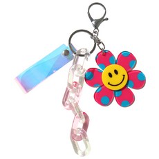 Bfancy 圖案微笑壓克力鑰匙圈包包吊飾, 1個, 粉紅色