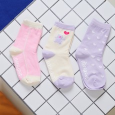 cerealland 孩童印花拼色中筒襪 3雙