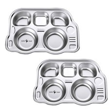 SSGP 孩童巴士造型不鏽鋼餐盤 2入, 單色