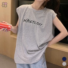 페이퍼먼츠 여성용 레터링 민소매 루즈핏 데일리 티셔츠 01588