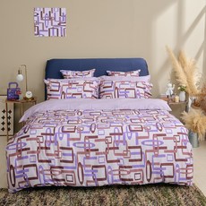 戀家小舖 60支天絲設計款 夢的語法兩用被套, 紫色幾何