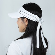 lupeo 女款可愛蝴蝶結遮陽帽 防曬寬帽簷遮陽空頂帽, 白色