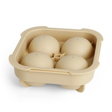 Siligarden 矽膠製冰盒 圓形 4格 大球 彩色, 奶油米