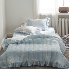 블랑뷰 앙리 스노우 시어서커 이불 스프레드 + 베개커버 2p + 패드 세트, 블루