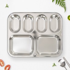RAONNURI Well-made全不鏽鋼6格成人餐盤, 單一顏色