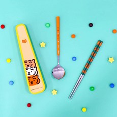 LiLFANT Mujik Tiger Octa真空不鏽鋼餐具細長收納盒組, 1套, 勺子+筷子+箱子, 混色