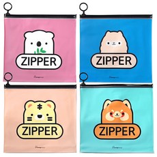 可愛動物夾鏈袋 中款 4件組, 混合色, 1套