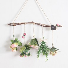 花樹人造野玫瑰花環 45 cm, 粉色