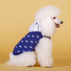 MING X寵物網紗連帽T恤, 海軍