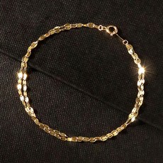 골드팡 여성용 14k 블랑레이어드 두줄체인 팔찌