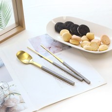 Bogen 亞芒鍍金湯筷組, 灰色, 湯匙 + 筷子, 1套