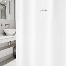디자인수풀 북유럽 스타일 샤워커튼 sc752 L 1800 x 1880 mm + 스테인리스 고리 12p + 커튼봉 화이트 세트, 1세트