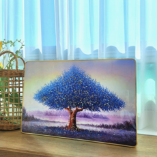 Kuching island. 加大款 橫財滿滿 致富畫框 橫式 4 財富成功 藍色搖錢樹, 1個, 金色