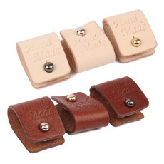 brand yarn 鉚釘扣環手工英文字皮革標籤 2色, 象牙色, 棕色, 1套