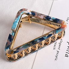 수스다 빅사이즈 삼각 마블링 레오파드 메탈 프레임 헤어집게핀 185