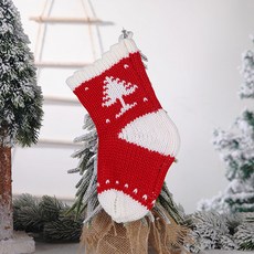 Homeflow 復古紅色針織聖誕襪樹裝飾品, 03, 1個
