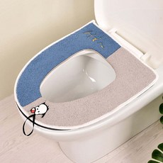 코코마트 캐릭터 화장실 배색 변기 커버, 블루+그레이, 1개