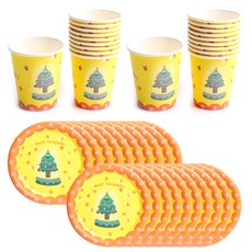 PARTYHAE 聖誕樹派對盤 18cm x 20入 + 杯子 x 20入, 1套