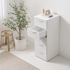 비앙스 켈른 5단 서랍장 틈새수납장 400 방문설치, 화이트+그레이, 5개