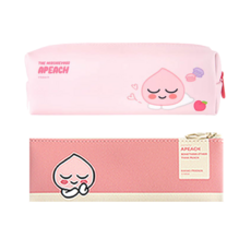 KAKAO FRIENDS 現代風格迷你扁平筆袋+方形筆袋組, Apeach(扁平筆袋)+Apeach(方形筆袋), 1組