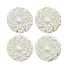 迷你水鑽珍珠寶石鈕扣 波浪 15mm, 4個, 鎳