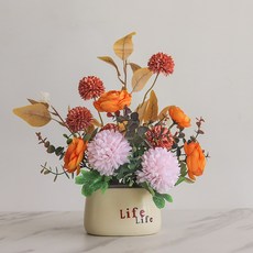 소유공간 조화 컬러플라워 데코 화병 세트, 오렌지, 1세트