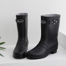 갓슈 여성 더블 벨트 미들 레인부츠