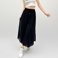 더시럽 여성용 쉬폰 플리츠 치마 바지 와이드 팬츠