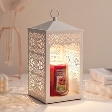 Sweet Scroll Dial Candle Warmer + Yankee Candle 大號 + 燈泡 2p 套裝, 白色（蠟燭加熱器），黑櫻桃（蠟燭）
