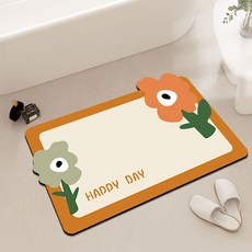 Wider Home 快樂花朵吸水地墊, 橘色