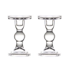 자베르 글라스 캔들 홀더 촛대 양초 거치대 2p 대형, 투명