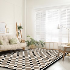 이정데코 투톤 빅토리안 체크 물세탁 거실 러그