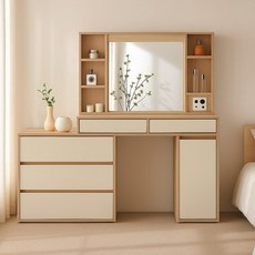 파로마 로이스 1000 LED 확장형 3단 화장대 세트 방문설치, 오크아이보리