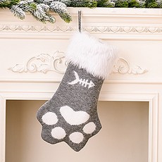 可愛度MAX 骨頭腳掌 聖誕禮物袋, 灰色, 1個