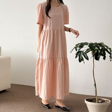 Bori Mam 抓皺尼龍感長版孕婦洋裝 a901