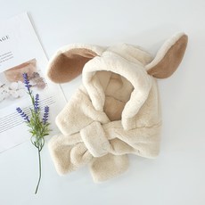 woojooi 兒童兔子保暖圍巾帽