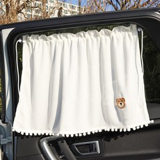 창안애 자수패치 차량용 햇빛가리개 커튼 RF, 동글베어, 1개