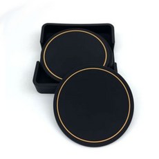 오프리 노르딕 실리콘 컵 코스터, 골드블랙, 6개