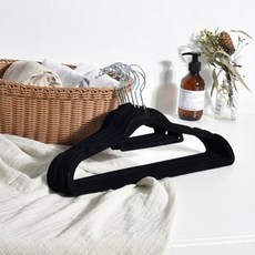 Life+ 360度旋轉無痕防滑植絨衣架 10個, 典雅黑