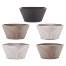 霧面陶瓷碗 5入, 1套, 椰漿/沙棕/炭灰